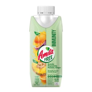 AMITA FREE IMMUNITY ΜΕ ΣΤΕΒΙΑ 330ml ΑΝΑΝΑΣ, ΠΟΡΤΟΚΑΛΙ PASSION, GINGER
