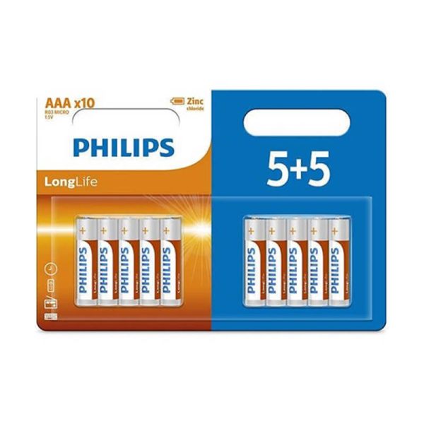 PHILIPS ΜΠΑΤΑΡΙΕΣ ΕΝΙΣΧΥΜΕΝΕΣ AAA ΣΕΤ 5+5