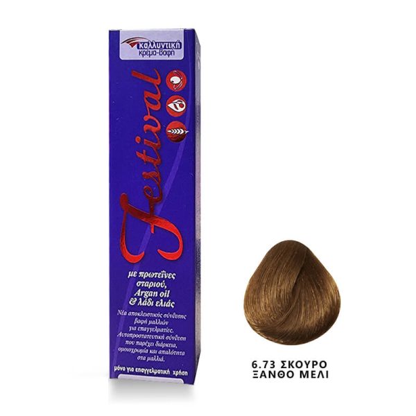 FESTIVAL ΒΑΦΗ ΜΑΛΛΙΩΝ 60ml No.6.73 ΣΚΟΥΡΟ ΞΑΝΘΟ ΜΕΛΙ