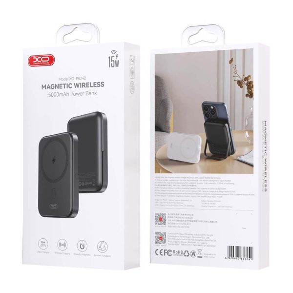 POWER BANK MAGNETIC 5000mAh XO PR242 PD20W+Wireless 15W ΜΑΥΡΟ - Image 2