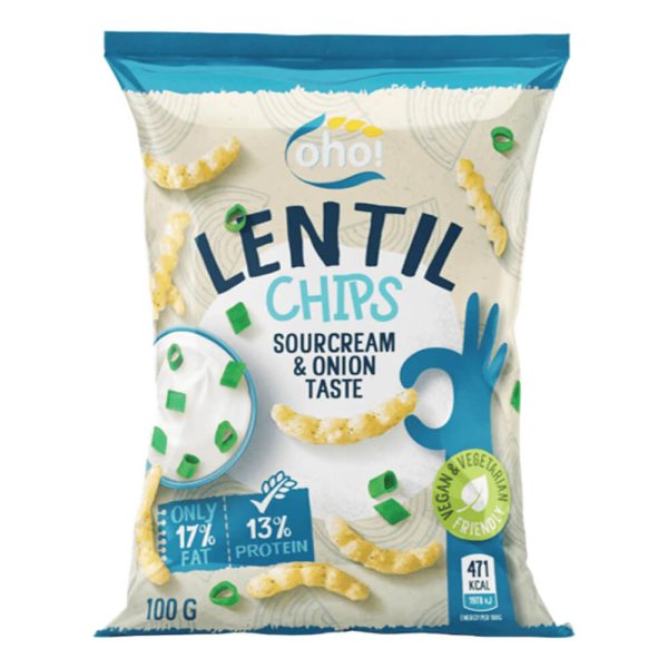 OHO CHIPS ΑΠΟ ΦΑΚΗ ΜΕ ΓΕΥΣΗ SOUR CREAM & ΚΡΕΜΜΥΔΙ 100g