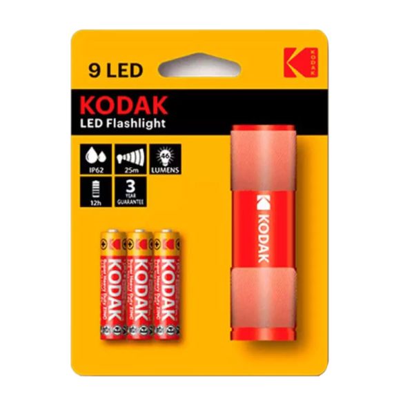 KODAK ΦΑΚΟΣ 9 LED FLASHLIGHT + 3 Χ ΑΑΑ ΚΟΚΚΙΝΟ /2468