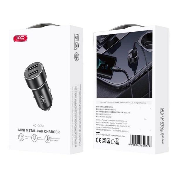 ΦΟΡΤΙΣΤΗΣ ΑΥΤΟΚΙΝΗΤΟΥ XO-CC53 dual output 2.1A ΜΑΥΡΟ - Image 2
