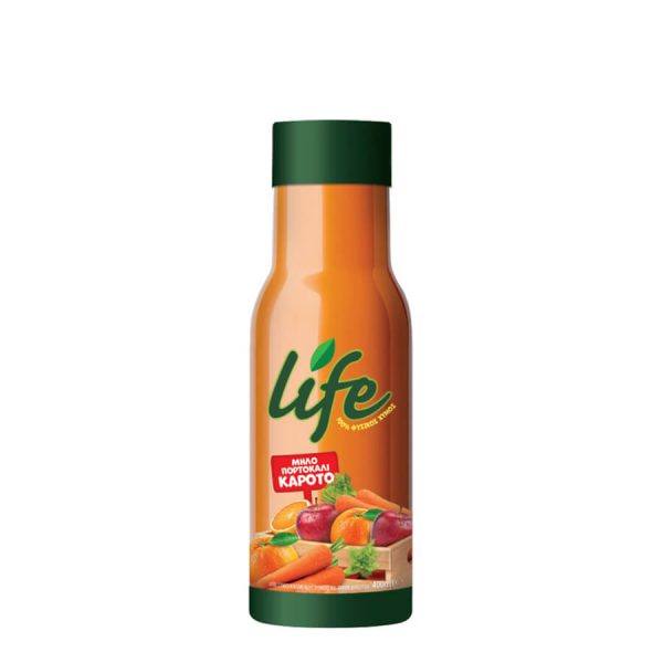 LIFE ΦΥΣΙΚΟΣ ΧΥΜΟΣ 400ml ΜΗΛΟ-ΠΟΡΤΟΚΑΛΙ-ΚΑΡΟΤΟ