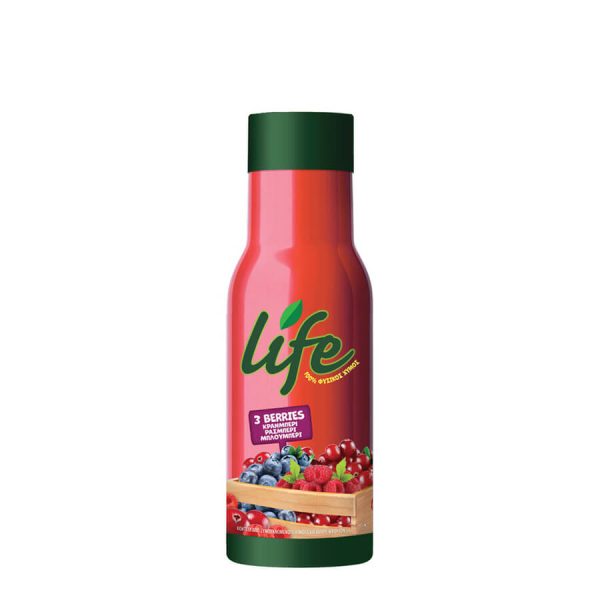 LIFE ΦΥΣΙΚΟΣ ΧΥΜΟΣ 400ml ΚΡΑΝΜΠΕΡΙ-ΡΑΣΜΠΕΡΙ-ΜΠΛΟΥΜΠΕΡΙ