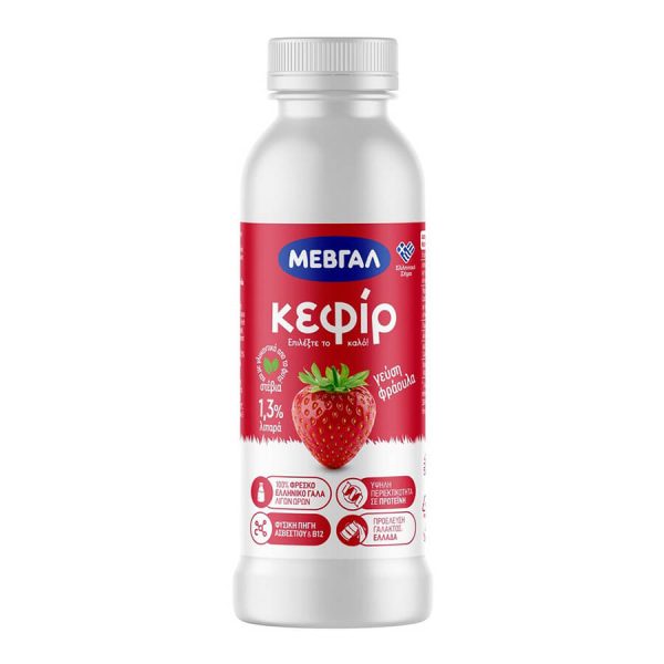 ΜΕΒΓΑΛ ΚΕΦΙΡ ΠΡΟΒΙΟΤΙΚΟ ΡΟΦΗΜΑ 330ml ΜΕ ΓΕΥΣΗ ΦΡΑΟΥΛΑ 1.3% ΛΙΠΑΡΑ