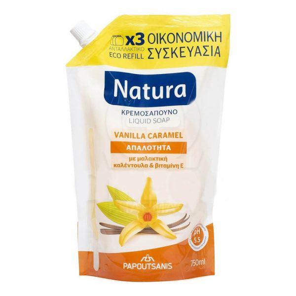 PAPOUTSANIS ΚΡΕΜΟΣΑΠΟΥΝΟ ΑΝΤΑΛΛΑΚΤΙΚΟ 750ml VANILLA & CARAMEL
