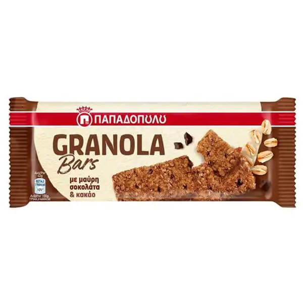 ΠΑΠΑΔΟΠΟΥΛΟΥ GRANOLA BAR ΜΕ ΜΑΥΡΗ ΣΟΚΟΛΑΤΑ & ΚΑΚΑΟ 42g