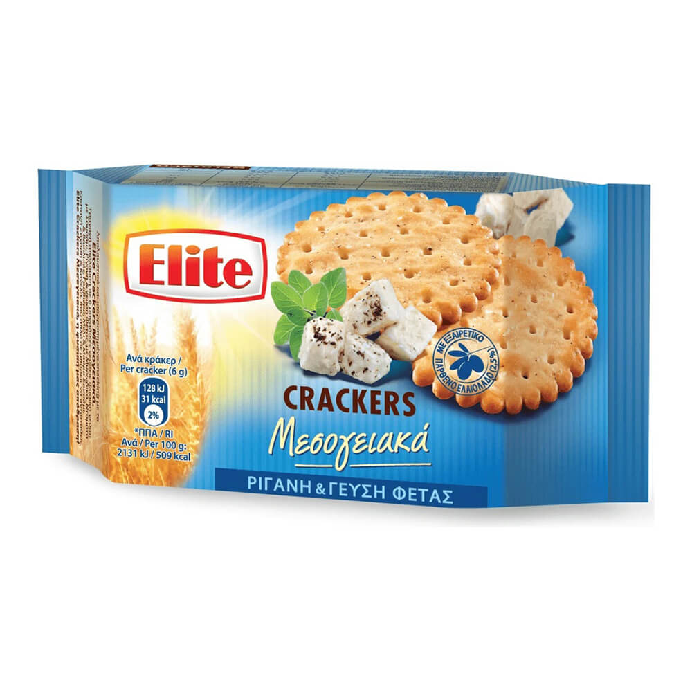 ELITE CRACKERS ΜΕΣΟΓΕΙΑΚΑ ΡΙΓΑΝΗ & ΦΕΤΑ 105g