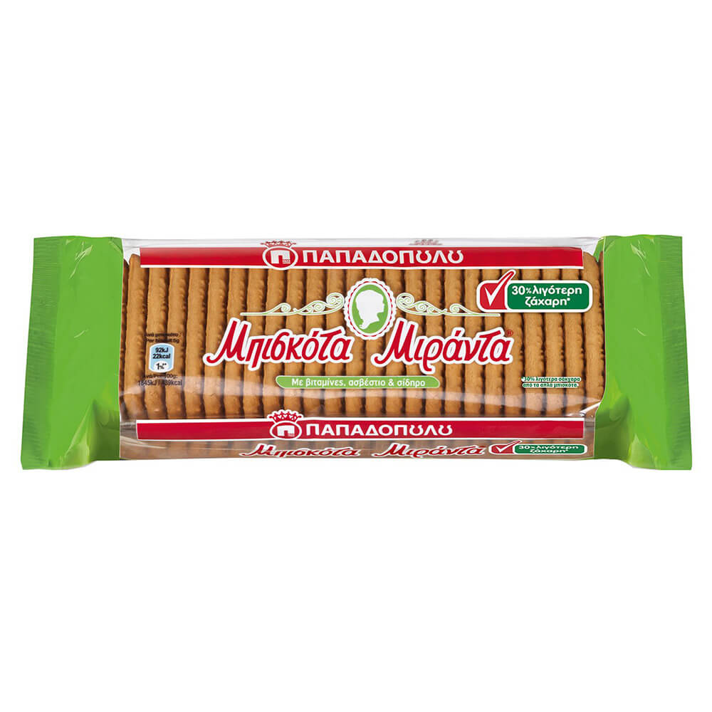 ΠΑΠΑΔΟΠΟΥΛΟΥ ΜΠΙΣΚΟΤΑ ΜΙΡΑΝΤΑ ΜΕ 30% ΛΙΓΟΤΕΡΗ ΖΑΧΑΡΗ 250g