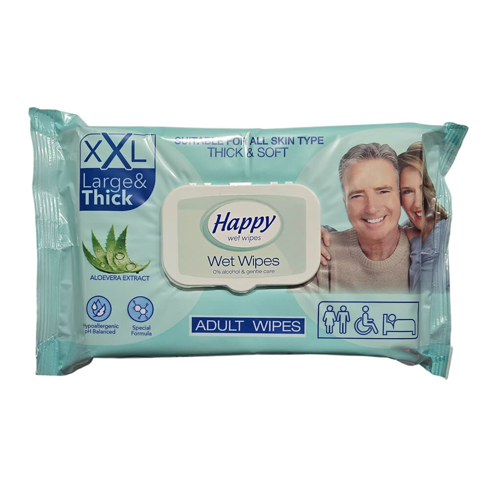 HAPPY ΥΓΡΑ ΜΑΝΤΗΛΑΚΙΑ ΕΝΗΛΙΚΩΝ 48τεμ. 30X20εκ. - Image 2