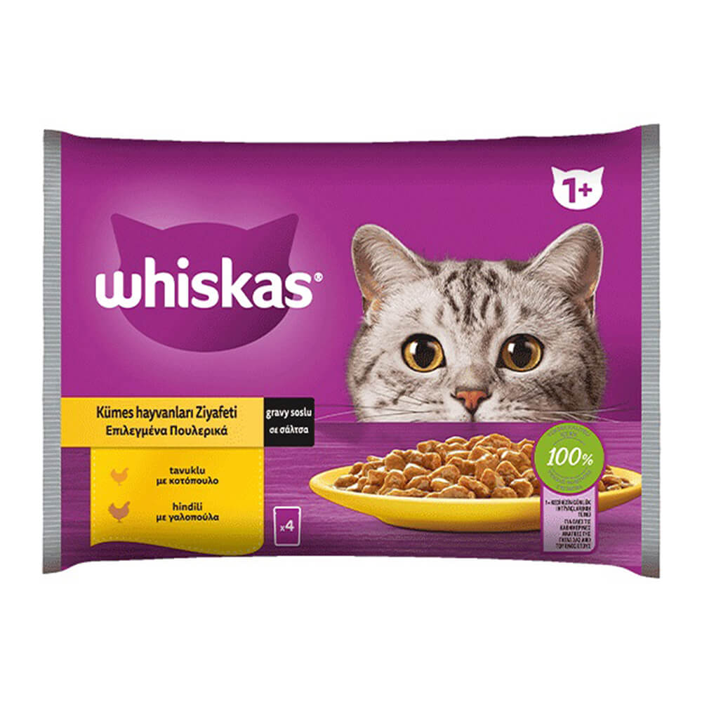 WHISKAS ΤΡΟΦΗ ΓΑΤΑΣ ΣΕ ΖΕΛΕ ΣΕΤ 4x85g ΚΟΤΟΠΟΥΛΟ-ΓΑΛΟΠΟΥΛΑ