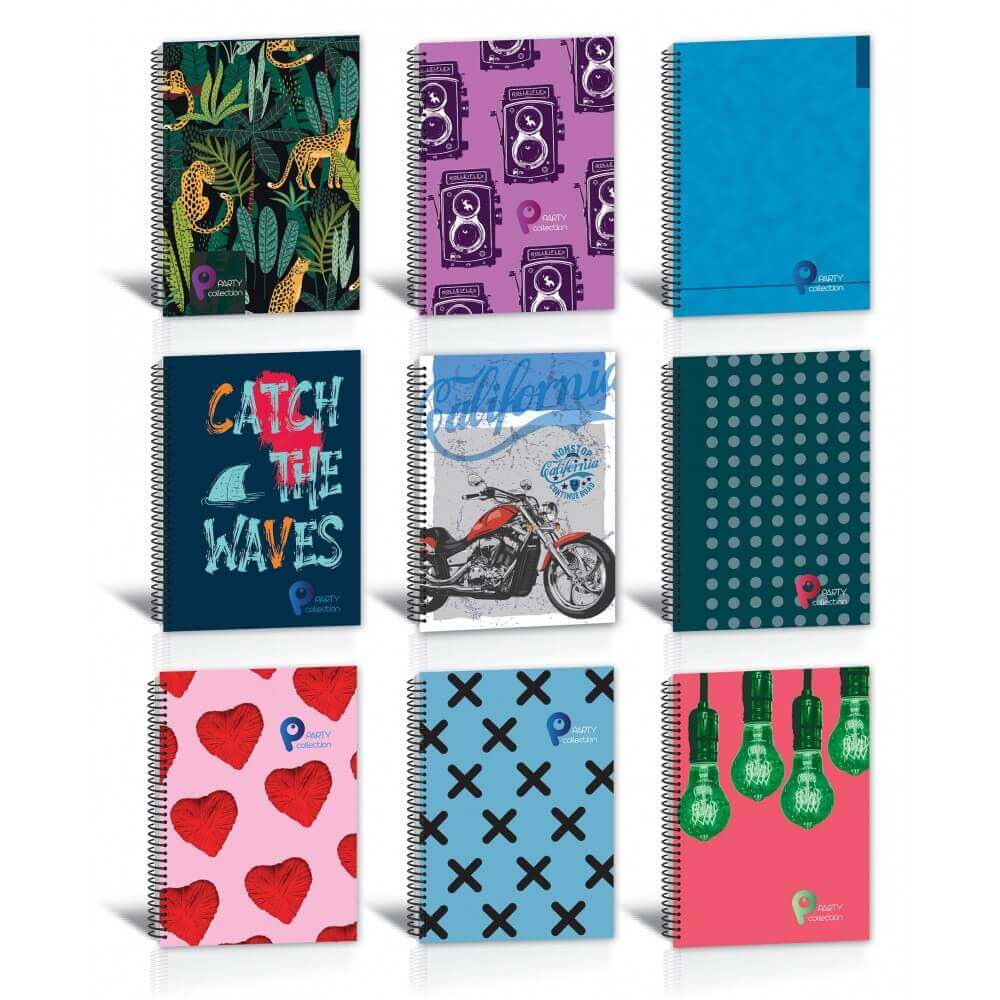 ΤΕΤΡΑΔΙΟ ΣΠΙΡΑΛ PARTY ΠΟΙΚΙΛΙΑ 17X25 3Θ. (τυχαίο χρώμα σχέδιο) (T0126)