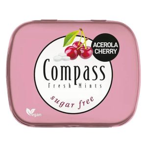 COMPASS ΚΑΡΑΜΕΛΕΣ Sugarfree Fresh Mints ACEROLA CHERRY 14g