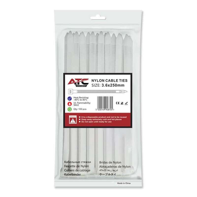 ΔΕΜΑΤΙΚΑ ΚΑΛΩΔΙΩΝ 25εκ. Χ 3.6mm 100τεμ. ΝΑΙΛΟΝ ΛΕΥΚΑ