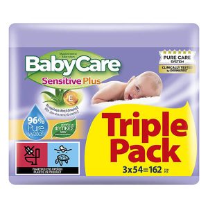 BABYCARE SENSITIVE ΜΩΡΟΜΑΝΤΗΛΑ 3Χ54=162τεμ. (2+1 ΔΩΡΟ)