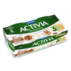DANONE ACTIVIA Επιδόρπιο γιαουρτιού με Καρύδι και Βρώμη 2x200g
