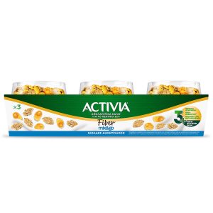 DANONE ACTIVIA FIBER Επιδόρπιο γιαουρτιού με Νιφάδες Δημητριακών 3x163g