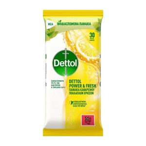 DETTOL ΑΝΤΙΒΑΚΤΗΡΙΔΙΑΚΑ ΠΑΝΑΚΙΑ ΚΑΘΑΡΙΣΜΟΥ 30τεμ. LEMON