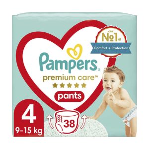 PAMPERS PANTS PREMIUM ΠΑΝΕΣ ΒΡΑΚΑΚΙ No.4 (9-15kg) 38τεμ.