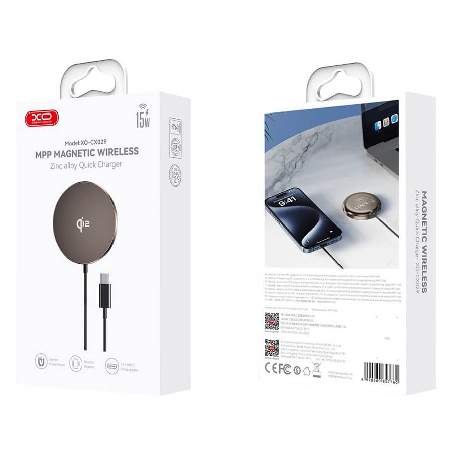 ΑΣΥΡΜΑΤΟΣ ΦΟΡΤΙΣΤΗΣ ΜΑΓΝΗΤΙΚΟΣ 15W ΜΑΥΡΟΣ XO CX029 QI2 - Image 5