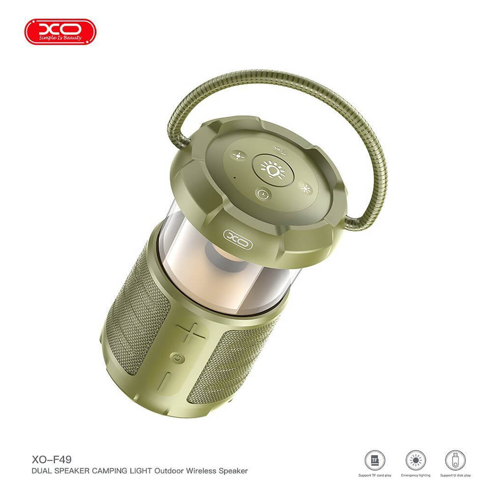 ΗΧΕΙΟ Outdoor Bluetooth Speaker Camping Light Με Διπλά Ηχεία XO-F49 Green - Image 2