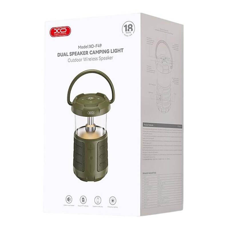 ΗΧΕΙΟ Outdoor Bluetooth Speaker Camping Light Με Διπλά Ηχεία XO-F49 Green - Image 4