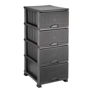 ΣΥΡΤΑΡΙΕΡΑ ΠΛΑΣΤΙΚΗ RATTAN ΜΕ 4 ΣΥΡΤΑΡΙΑ 46x38x90εκ. ΑΝΘΡΑΚΙ