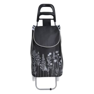 ΚΑΡΟΤΣΙ ΛΑΪΚΗΣ ΜΕΤΑΛΛΙΚΟ ΜΕ ΜΑΥΡΟ ΣΑΚΟ ΚΑΙ ΣΧΕΔΙΟ ΒΟΤΑΝΑ 35x27x94εκ. 852222