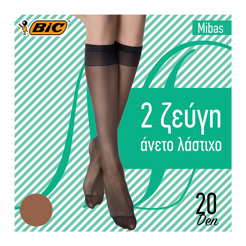 BIC ΚΑΛΤΣΑΚΙΑ MIBAS ΤΡΟΥΑΚΑΡ 20Den (2 ζεύγη) ΚΑΡΑΜΕΛΕ