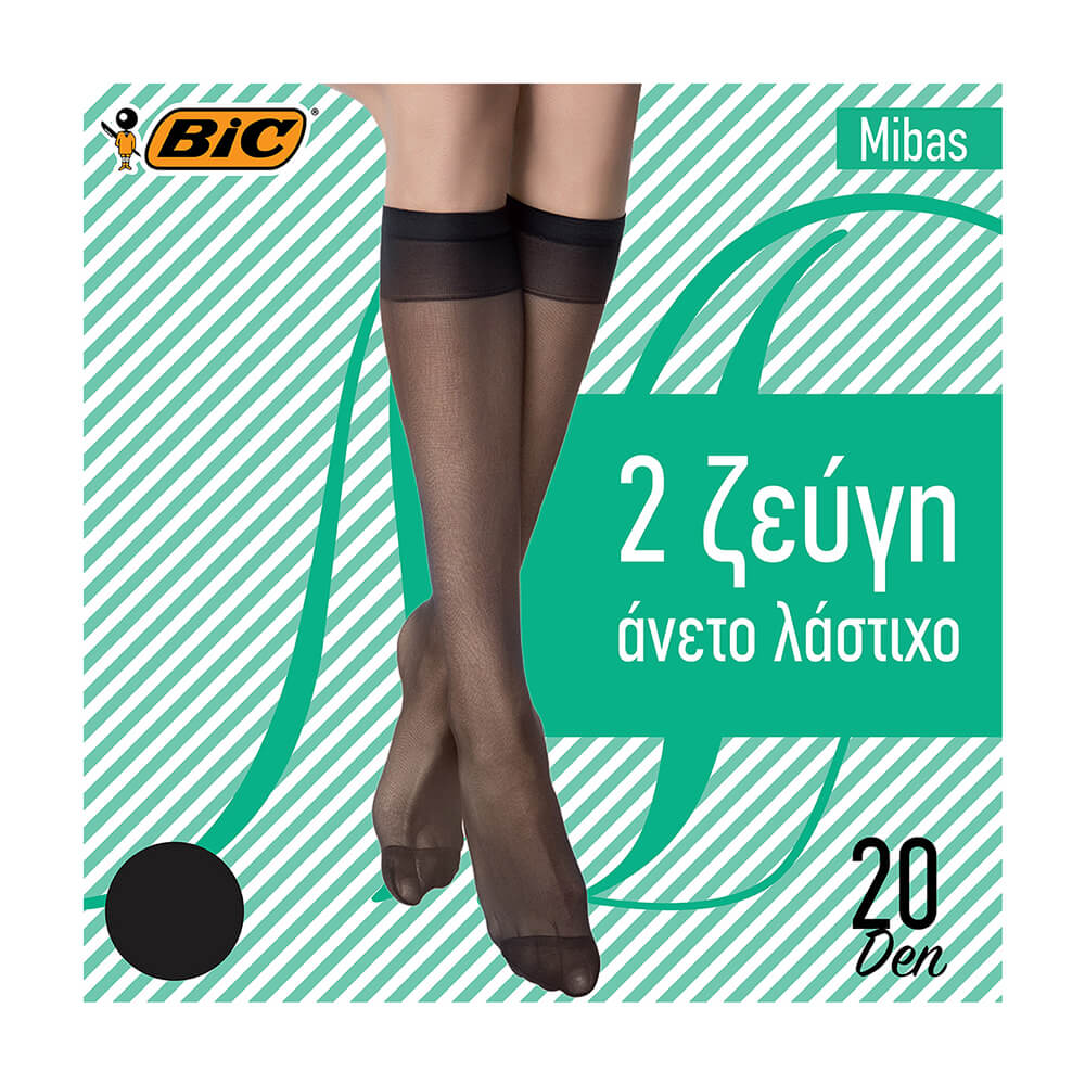 BIC ΚΑΛΤΣΑΚΙΑ MIBAS ΤΡΟΥΑΚΑΡ 20Den (2 ζεύγη) ΜΑΥΡΟ