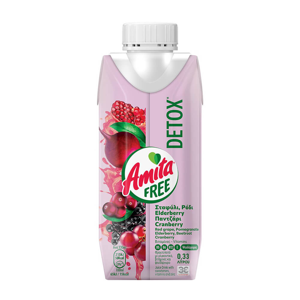 AMITA FREE DETOX ΦΡΟΥΤΟΠΟΤΟ ΜΕ ΣΤΕΒΙΑ ΧΩΡΙΣ ΖΑΧΑΡΗ 330ml