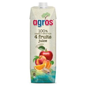 AGROS ΦΥΣΙΚΟΣ ΧΥΜΟΣ 100% (ΜΗΛΟ, ΠΟΡΤΟΚΑΛΙ, ΡΟΔΑΚΙΝΟ, ΒΕΡΙΚΟΚΟ) 1Lt