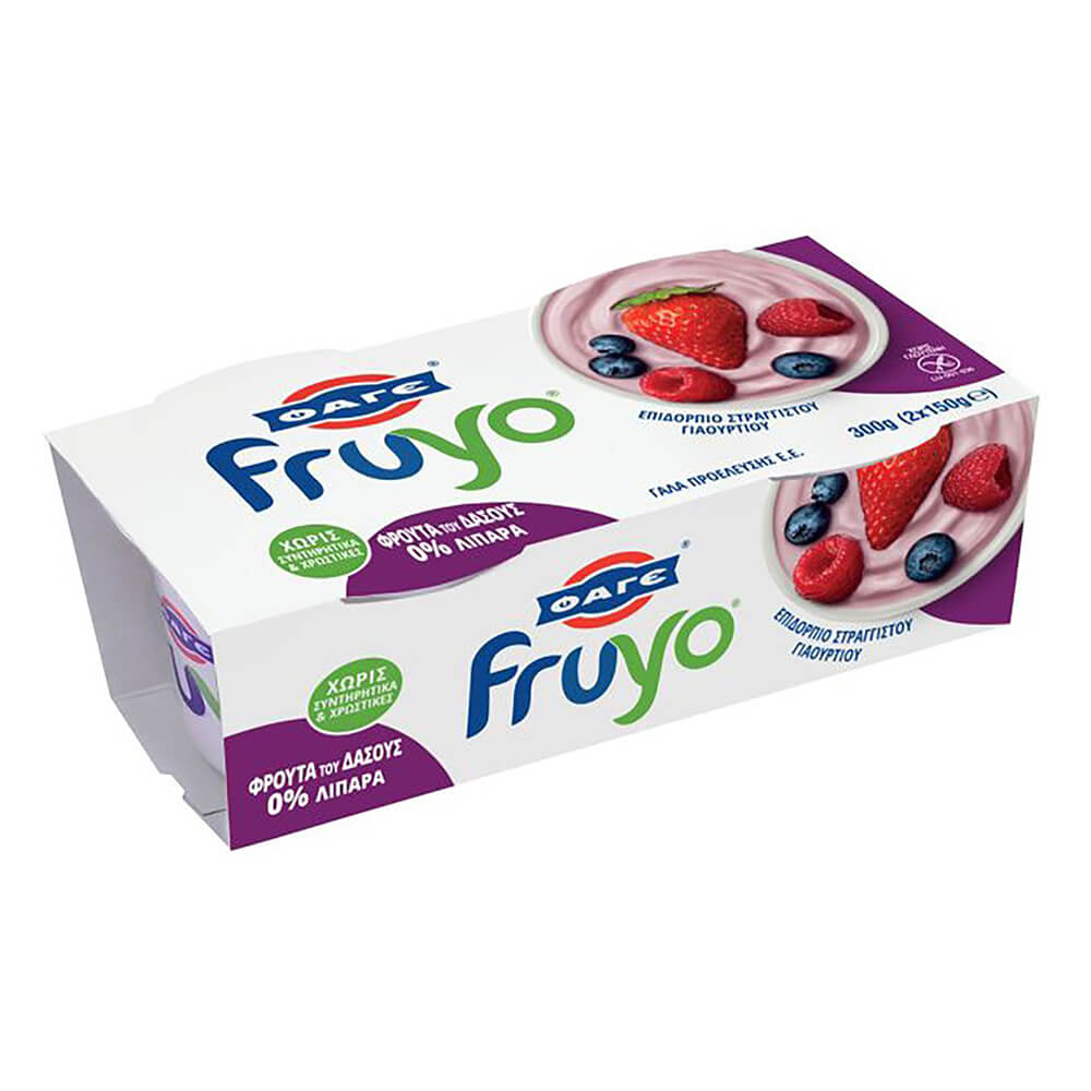 ΦΑΓΕ FRUYO ΕΠΙΔΟΡΠΙΟ ΓΙΑΟΥΡΤΙΟΥ 0% ΜΕ ΦΡΟΥΤΑ ΔΑΣΟΥΣ ΣΕΤ 2x150g - Image 2