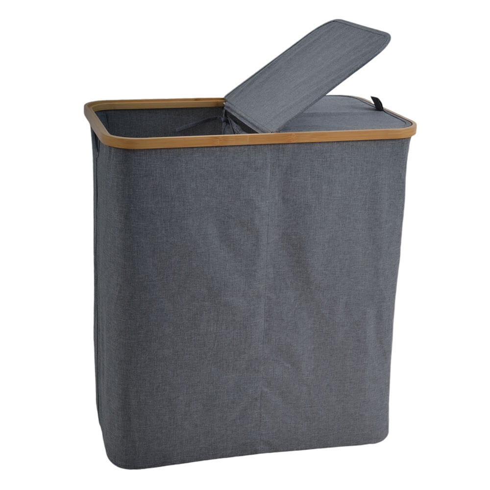 ΚΑΛΑΘΙ ΑΠΛΥΤΩΝ ΜΠΑΜΠΟΥ ΣΕ ΓΚΡΙ ΧΡΩΜΑ ΜΕ ΥΦΑΣΜΑ 54x33x59 842216 - Image 3