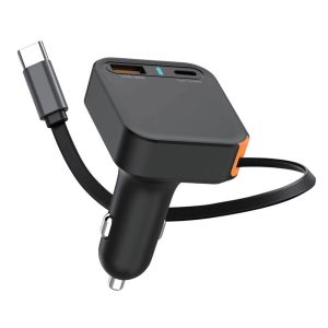 ΦΟΡΤΙΣΤΗΣ ΑΥΤΟΚΙΝΗΤΟΥ USB-A & Type-C 65W με Επεκτεινόμενο Καλώδιο Type-C ATC-CA15