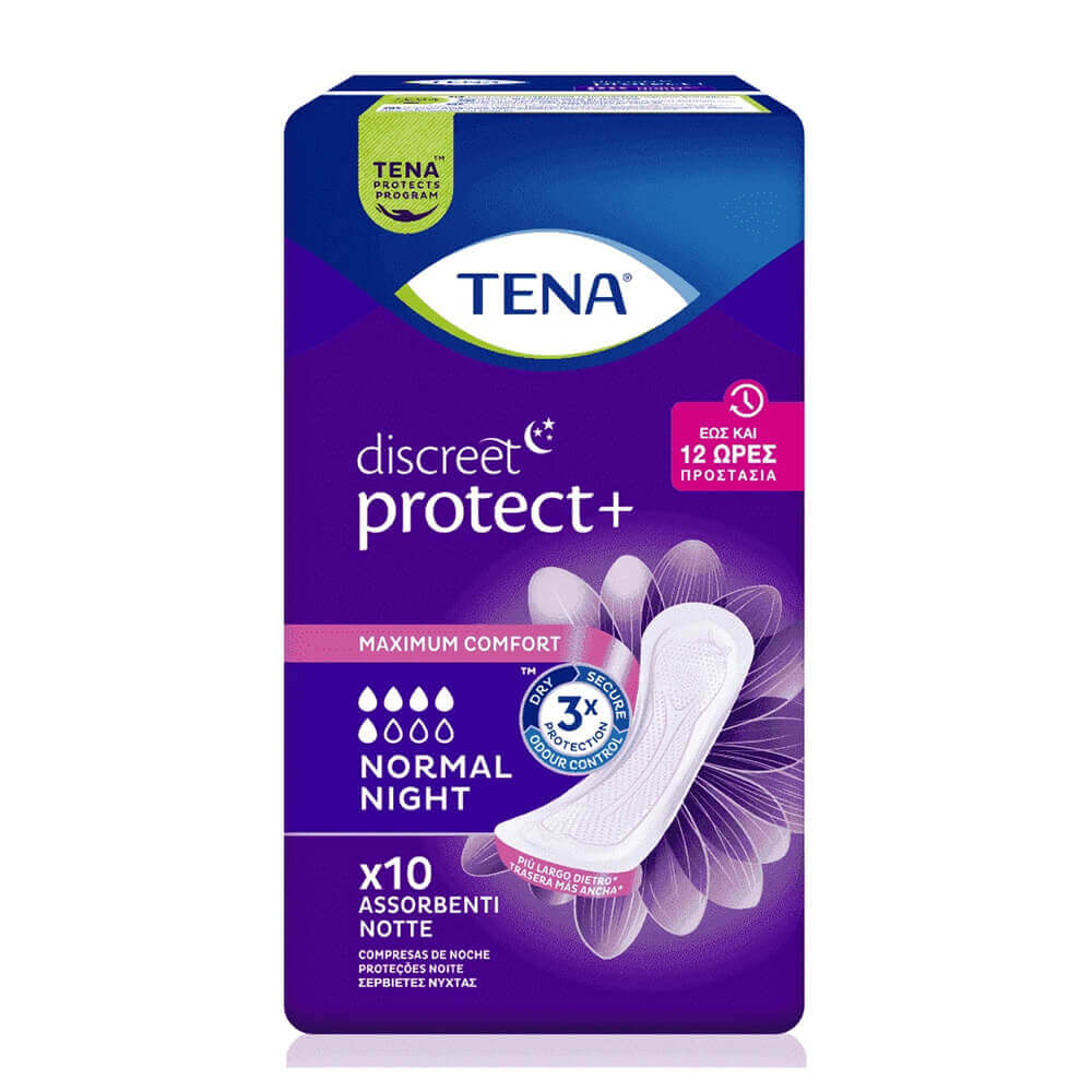 TENA DISCREET ΣΕΡΒΙΕΤΕΣ ΑΚΡΑΤΕΙΑΣ 10τεμ. NORMAL NIGHT