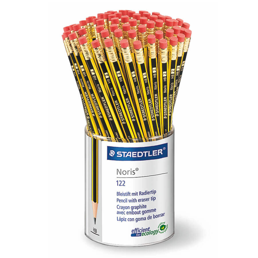 ΜΟΛΥΒΙ STAEDTLER NORIS ΚΛΑΣΣΙΚΟ ΡΙΓΕ ΜΕ ΓΟΜΑ ΣΕ ΒΑΖΟ HB STD-122 KP72