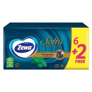 ZEWA SOFTIS MENTHOL ΧΑΡΤΟΜΑΝΤΗΛΑ ΤΣΕΠΗΣ 4φ. ΣΕΤ 8τεμ.