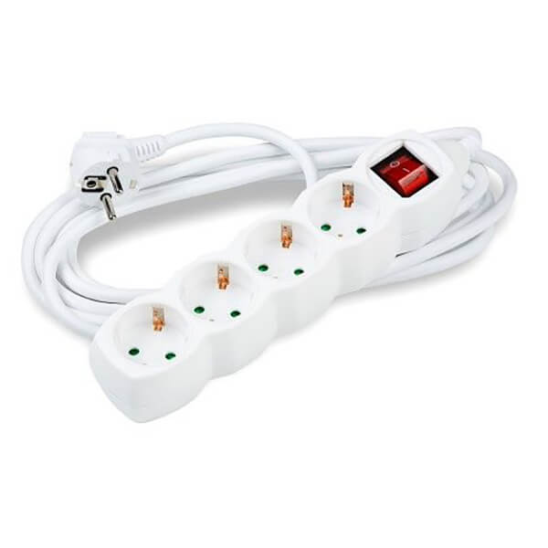 ΠΟΛΥΜΠΡΙΖΟ 4 ΘΕΣΕΙΣ + ΔΙΑΚΟΠΤΗ 3X1.5mm 1.5Μ. ΛΕΥΚΟ