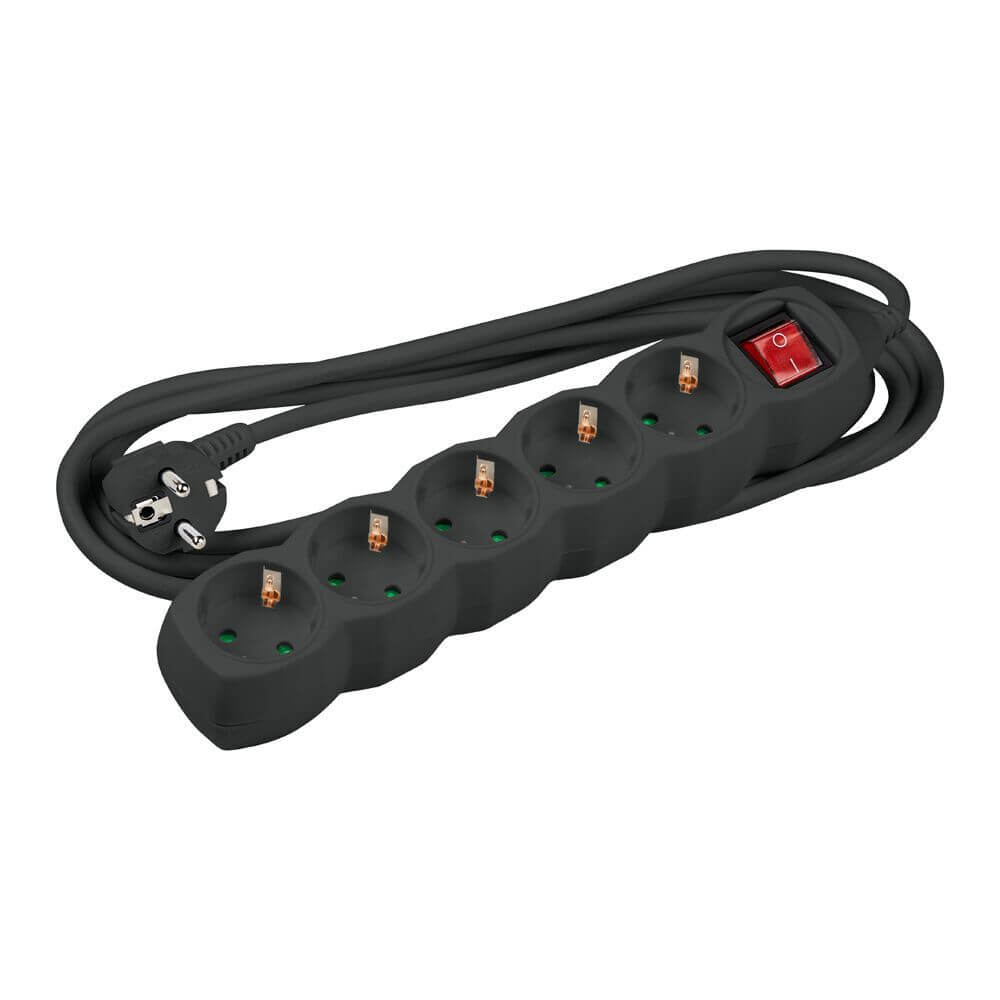 ΠΟΛΥΜΠΡΙΖΟ 5 ΘΕΣΕΙΣ + ΔΙΑΚΟΠΤΗ 3X1.5mm 1.5m ΜΑΥΡΟ