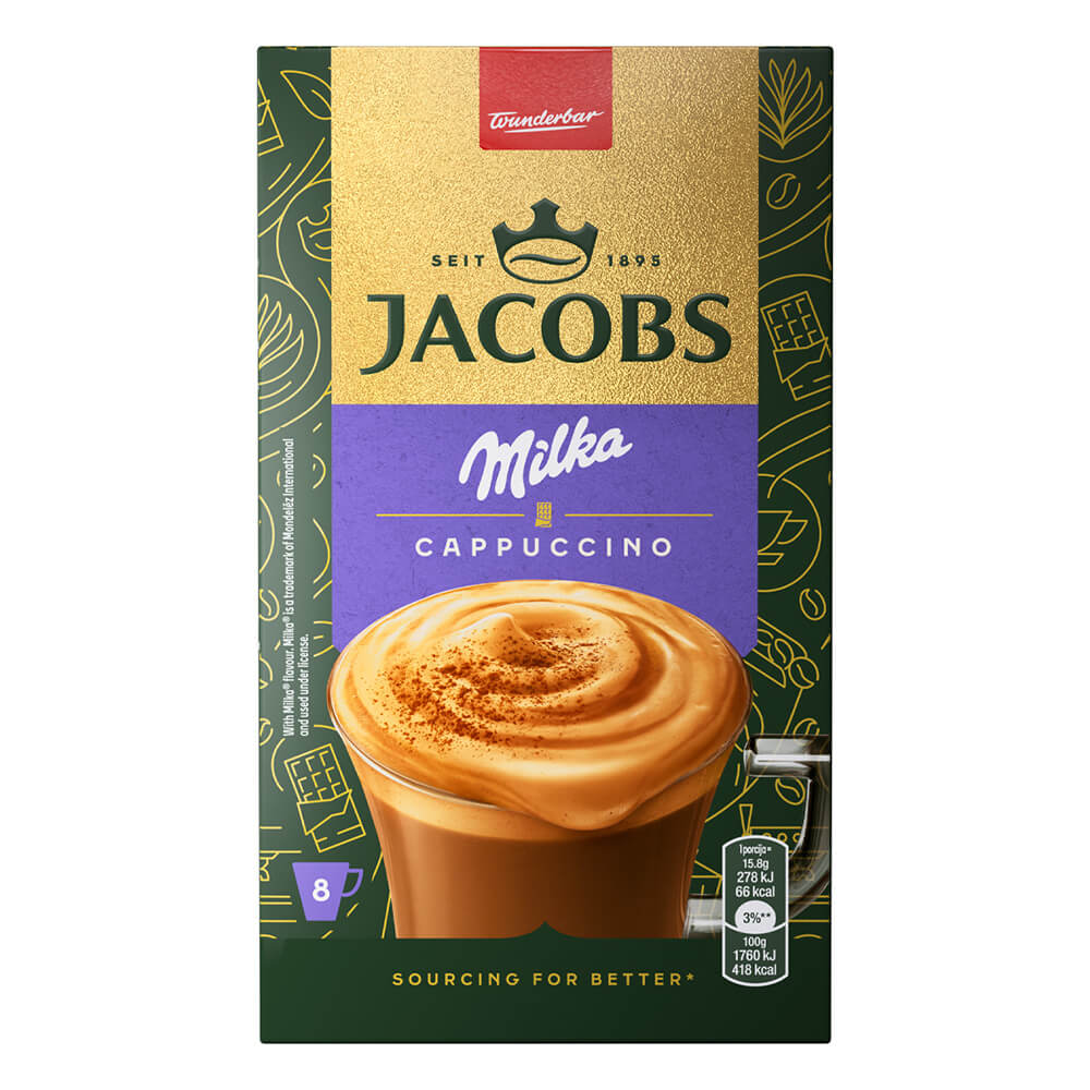 JACOBS CAPPUCCINO CHOCO MILKA ΣΤΙΓΜΙΑΙΟΣ ΚΑΦΕΣ 8φακ. x 15.8g