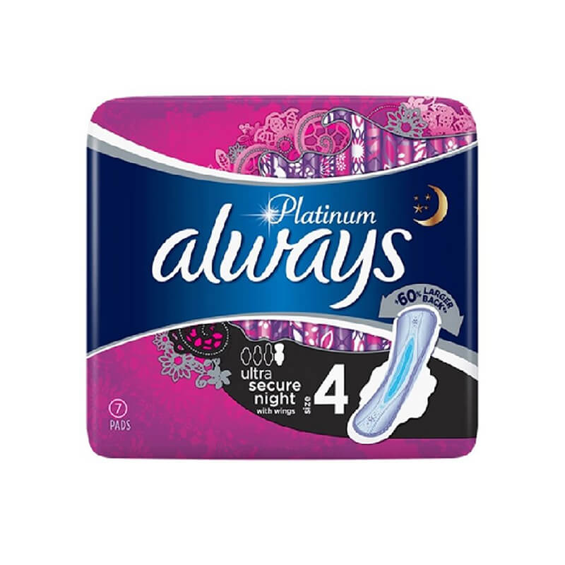 ALWAYS ΣΕΡΒΙΕΤΕΣ PLATINUM ULTRA 4 SECURE NIGHT 7τεμ. ΜΕ ΦΤΕΡΑ