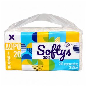 SOFTYS ΧΑΡΤΟΠΕΤΣΕΤΕΣ ΛΕΥΚΕΣ 28X28εκ. (180+20Φ. ΔΩΡΟ) 265g