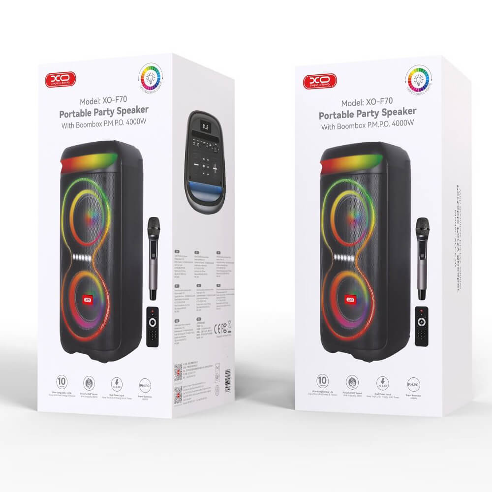 ΗΧΕΙΟ Bluetooth Speaker Διπλό 6.5-inch Woofer RGB 40W XO F70 - Image 4